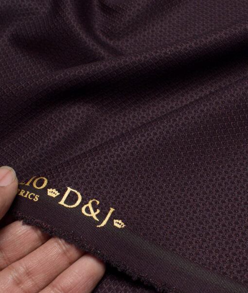 Don & Julio  Structured Terry Rayon Unstitched Suiting Fabric (Dark Wine)