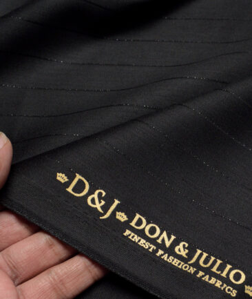 Don & Julio  Striped Terry Rayon Unstitched Suiting Fabric (Black)