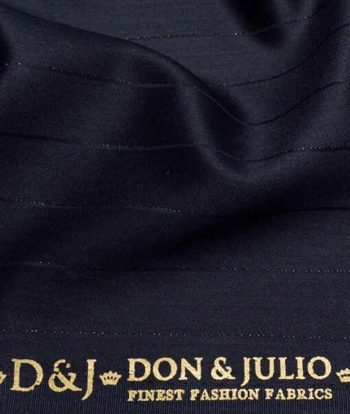 Don & Julio  Striped Terry Rayon Unstitched Suiting Fabric (Dark Blue)