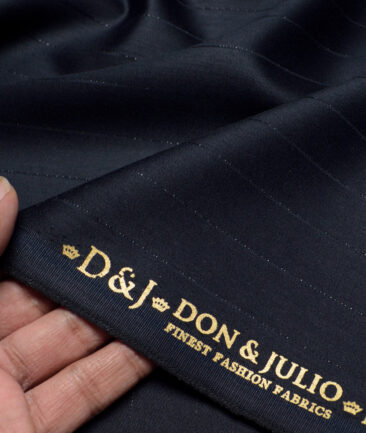 Don & Julio  Striped Terry Rayon Unstitched Suiting Fabric (Dark Blue)