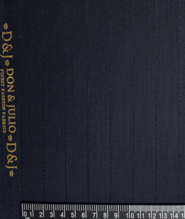 Don & Julio  Striped Terry Rayon Unstitched Suiting Fabric (Dark Blue)