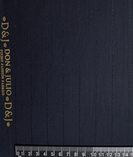 Don & Julio  Striped Terry Rayon Unstitched Suiting Fabric (Dark Blue)