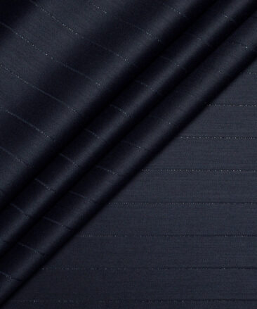 Don & Julio  Striped Terry Rayon Unstitched Suiting Fabric (Dark Blue)