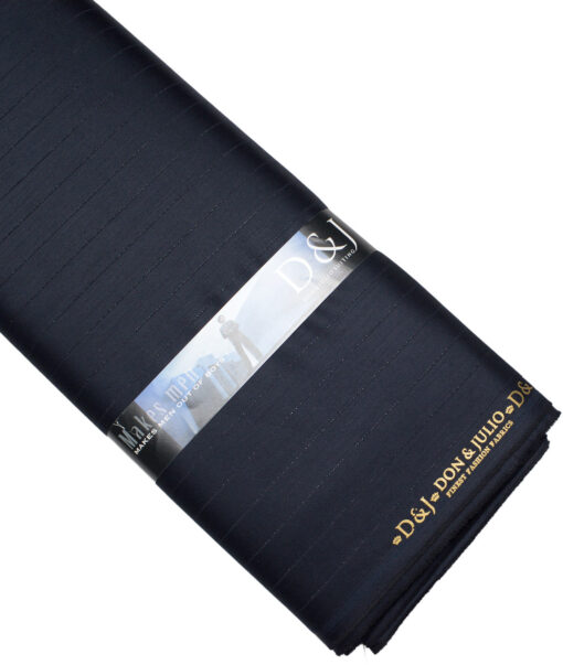 Don & Julio  Striped Terry Rayon Unstitched Suiting Fabric (Dark Blue)