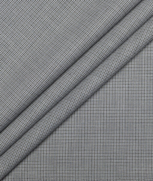 Don & Julio  Self Design Terry Rayon Unstitched Stretchable Suiting Fabric (White & Grey)