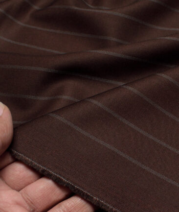 Don & Julio  Striped Terry Rayon Unstitched Suiting Fabric (Dark Brown)