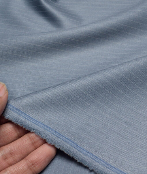 Don & Julio  Striped Terry Rayon Unstitched Suiting Fabric (Light Blue)
