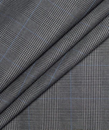 Italian Channel  Checks Terry Rayon Unstitched Suiting Fabric (Grey)