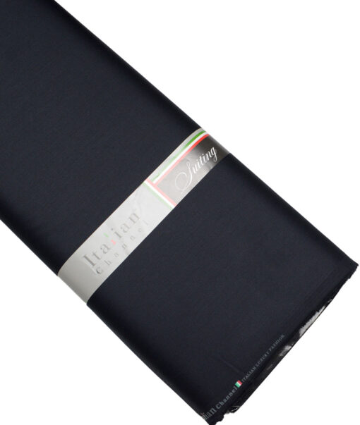Italian Channel  Solids Terry Rayon Unstitched Suiting Fabric (Deep Navy Blue)