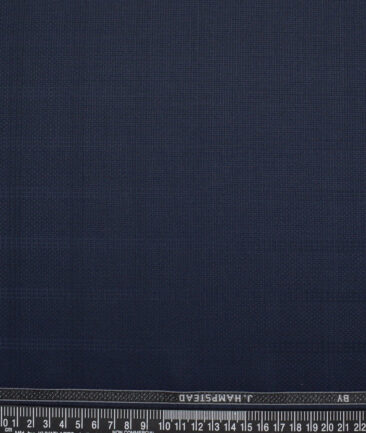 J.hampstead  Checks Terry Rayon Unstitched Suiting Fabric (Dark Navy Blue)