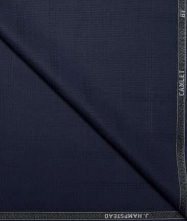 J.hampstead  Checks Terry Rayon Unstitched Suiting Fabric (Dark Navy Blue)