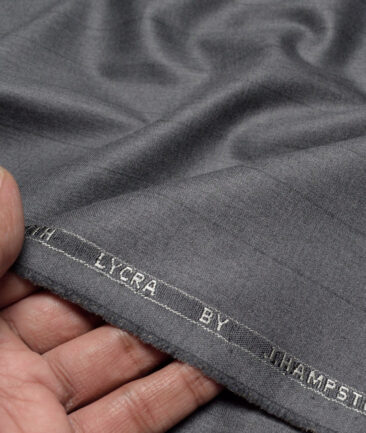 J.hampstead  Striped Terry Rayon Unstitched Stretchable Suiting Fabric (Grey)