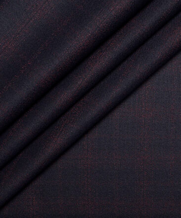 Legazia  Checks Terry Rayon Unstitched Suiting Fabric (Dark Blue)