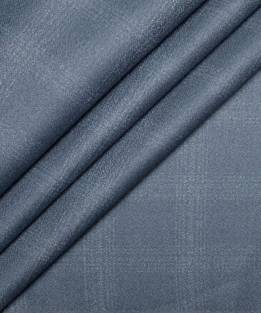 Legazia  Checks Terry Rayon Unstitched Suiting Fabric (Wild Blue)