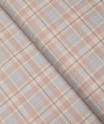 Tessitura Monti  Giza Cotton Checks Shirting Fabric (Cream & Pink)