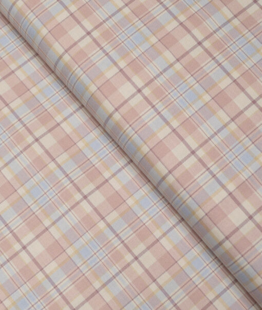Tessitura Monti  Giza Cotton Checks Shirting Fabric (Cream & Pink)