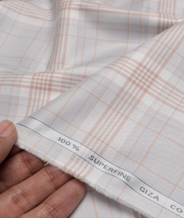 Tessitura Monti  Giza Cotton Checks Shirting Fabric (Light Grey)