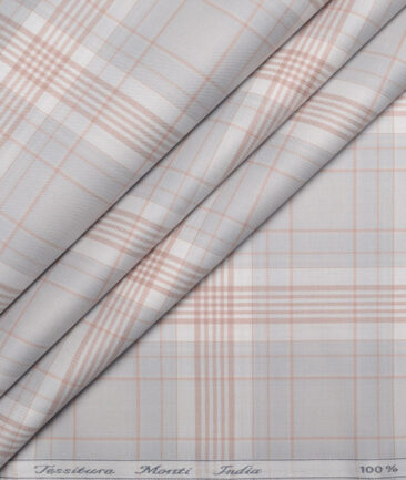Tessitura Monti  Giza Cotton Checks Shirting Fabric (Light Grey)