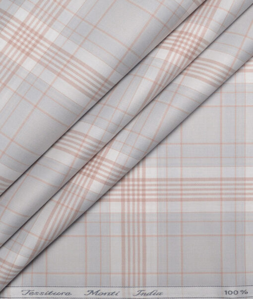 Tessitura Monti Giza Cotton Checks Shirting Fabric (Light Grey) Tessitura Monti Giza Cotton Checks Shirting Fabric (Light Grey)