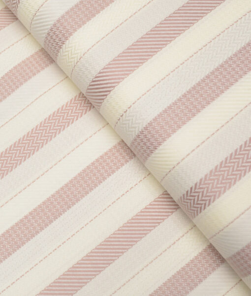 Tessitura Monti  Giza Cotton Striped Shirting Fabric (Cream & Turkish Rose)