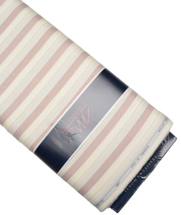 Tessitura Monti  Giza Cotton Striped Shirting Fabric (Cream & Turkish Rose)