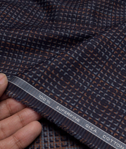 Tessitura Monti  Giza Cotton Checks Shirting Fabric (Dark Blue)