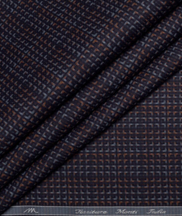 Tessitura Monti  Giza Cotton Checks Shirting Fabric (Dark Blue)