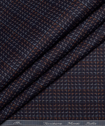 Tessitura Monti  Giza Cotton Checks Shirting Fabric (Dark Blue)