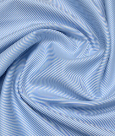 Tessitura Monti  Giza Cotton Striped Shirting Fabric (Sky Blue)