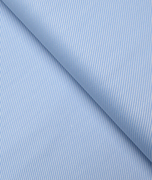 Tessitura Monti  Giza Cotton Striped Shirting Fabric (Sky Blue)