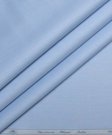 Tessitura Monti  Giza Cotton Striped Shirting Fabric (Sky Blue)