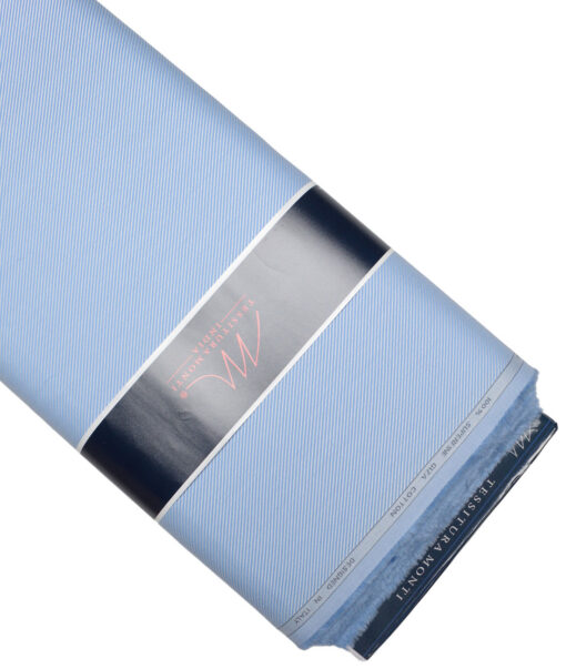 Tessitura Monti  Giza Cotton Striped Shirting Fabric (Sky Blue)