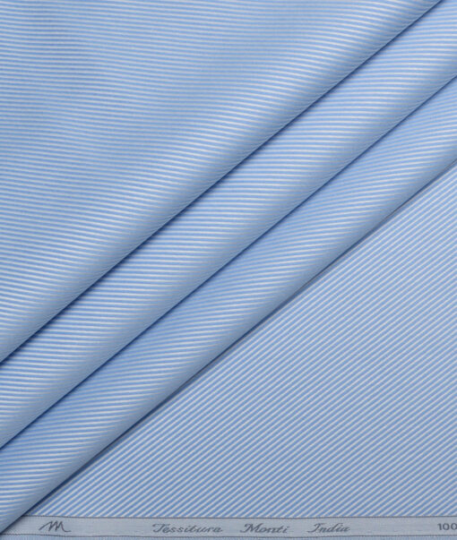 Tessitura Monti Giza Cotton Striped Shirting Fabric (Sky Blue) Tessitura Monti Giza Cotton Striped Shirting Fabric (Sky Blue)
