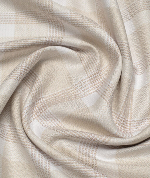 Tessitura Monti  Giza Cotton Checks Shirting Fabric (White & Beige)