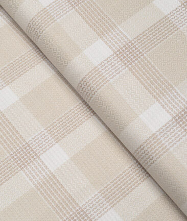 Tessitura Monti  Giza Cotton Checks Shirting Fabric (White & Beige)