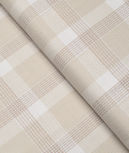 Tessitura Monti  Giza Cotton Checks Shirting Fabric (White & Beige)