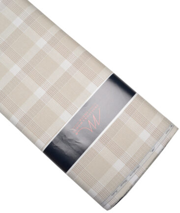 Tessitura Monti  Giza Cotton Checks Shirting Fabric (White & Beige)