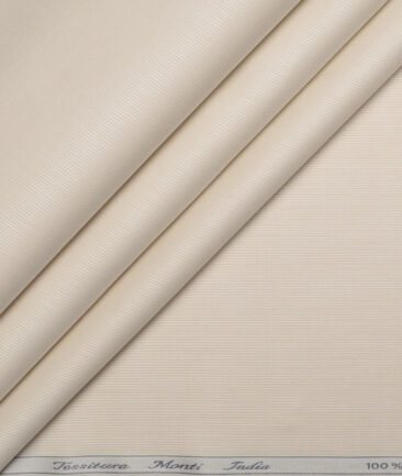Tessitura Monti 2 Ply 70's Giza Cotton Striped Shirting Fabric (Beige)