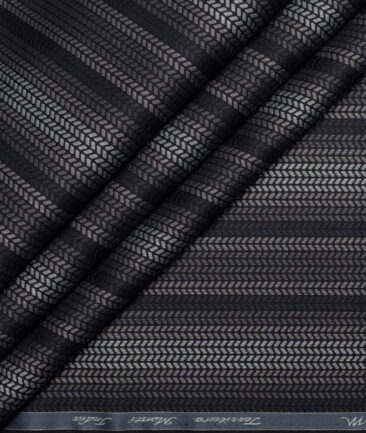 Tessitura Monti  Giza Cotton Striped Shirting Fabric (Black & Grey)