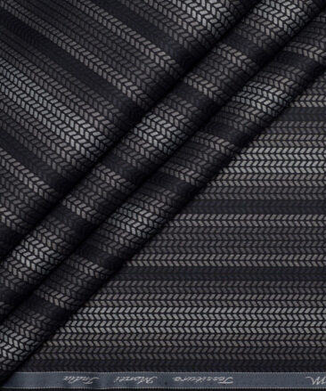 Tessitura Monti  Giza Cotton Striped Shirting Fabric (Black & Grey)