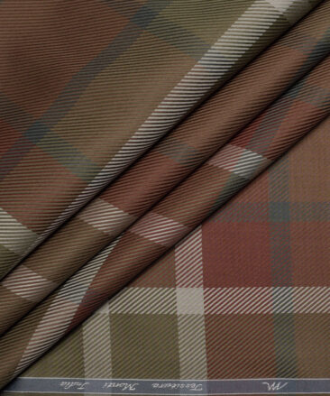 Tessitura Monti  Giza Cotton Checks Shirting Fabric (Rust & Green)