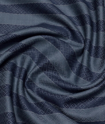 Tessitura Monti  Giza Cotton Striped Shirting Fabric (Grey & Dark Blue)