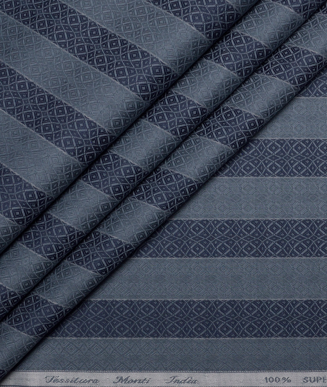 Tessitura Monti Giza Cotton Striped Shirting Fabric (Grey & Dark Blue) Tessitura Monti Giza Cotton Striped Shirting Fabric (Grey & Dark Blue)