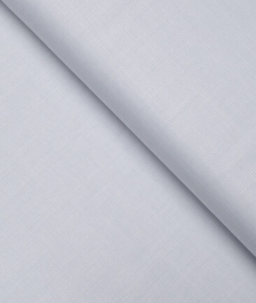 Tessitura Monti 2 Ply 70's Giza Cotton Striped Shirting Fabric (Light Grey)