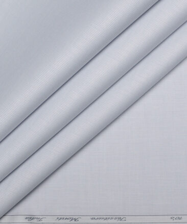Tessitura Monti 2 Ply 70's Giza Cotton Striped Shirting Fabric (Light Grey)