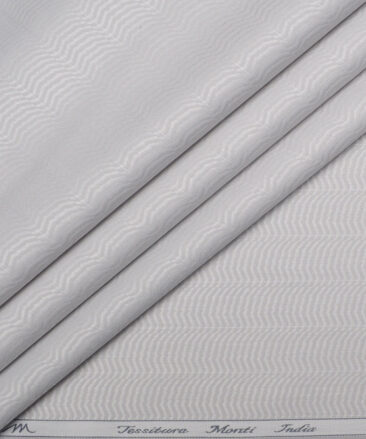 Tessitura Monti  Giza Cotton Striped Shirting Fabric (Light Grey)