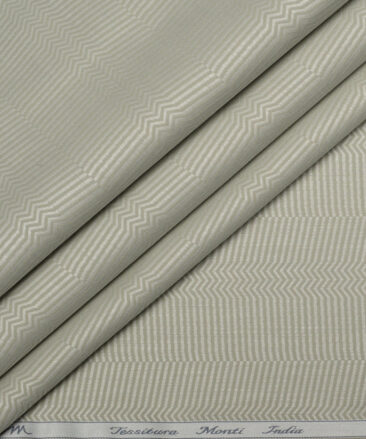 Tessitura Monti  Giza Cotton Striped Shirting Fabric (Light Olive Gren)