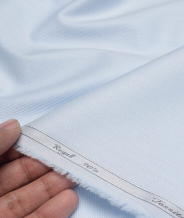 Tessitura Monti 2 Ply 70's Giza Cotton Striped Shirting Fabric (Sky Blue)