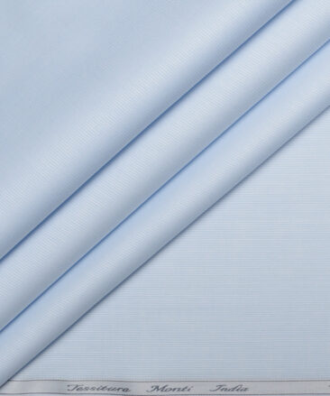 Tessitura Monti 2 Ply 70's Giza Cotton Striped Shirting Fabric (Sky Blue)
