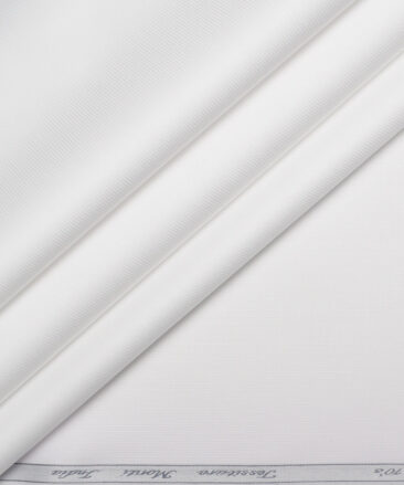 Tessitura Monti 2 Ply 70's Giza Cotton Striped Shirting Fabric (White)